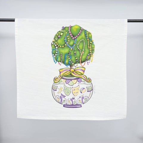 Chinoiserie Mardi Gras Bead Tree Kitchen Tea Towel