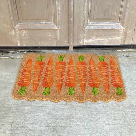 Carrot Coir Doormat Orange/Green 30x18