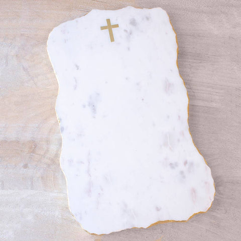 Cross Marble Serving Board White/Gold 9.5x15