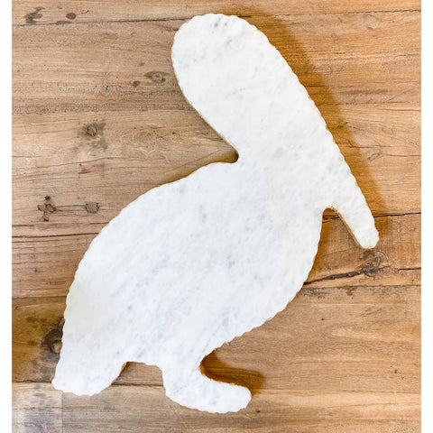 Pelican Shaped Marble Serving Board   White/Gold   13x16x0.5