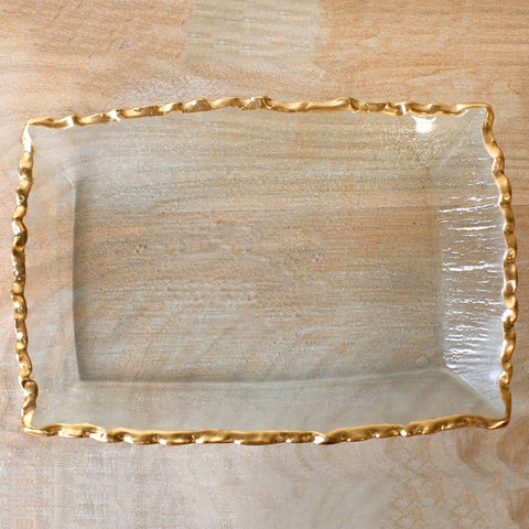Seward Rectangle Serving Tray Clear/Gold 11x7.75