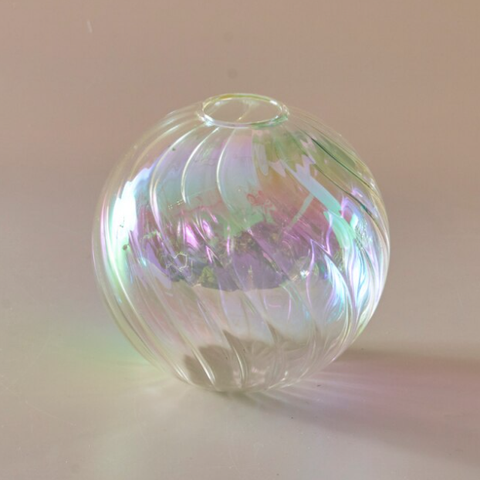 Iridescent Ball Vases- Small White