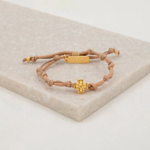 Surrender Novena Bracelet Gold/Tan