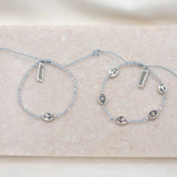 Mother Daughter Bracelet Set- Silver Crystal