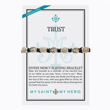 Divine Mercy Blessing Bracelet 10 Medal- Silver/Black